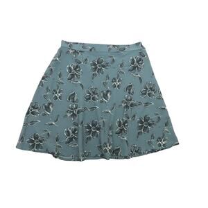 Vintage 90s Jay Jacobs dark green-blue floral circle mini skirt 9